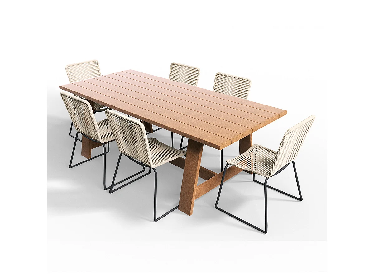 Ensemble table de jardin 6 à 8 personnes Laguna + 6 chaises Erin