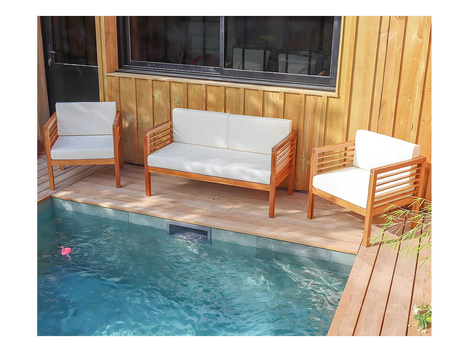 Salon de jardin 4 places en bois massif - Ilios