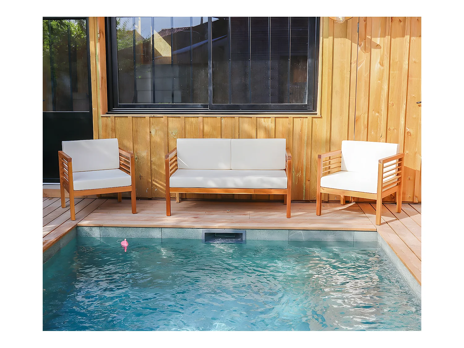 Salon de jardin 4 places en bois massif - Ilios