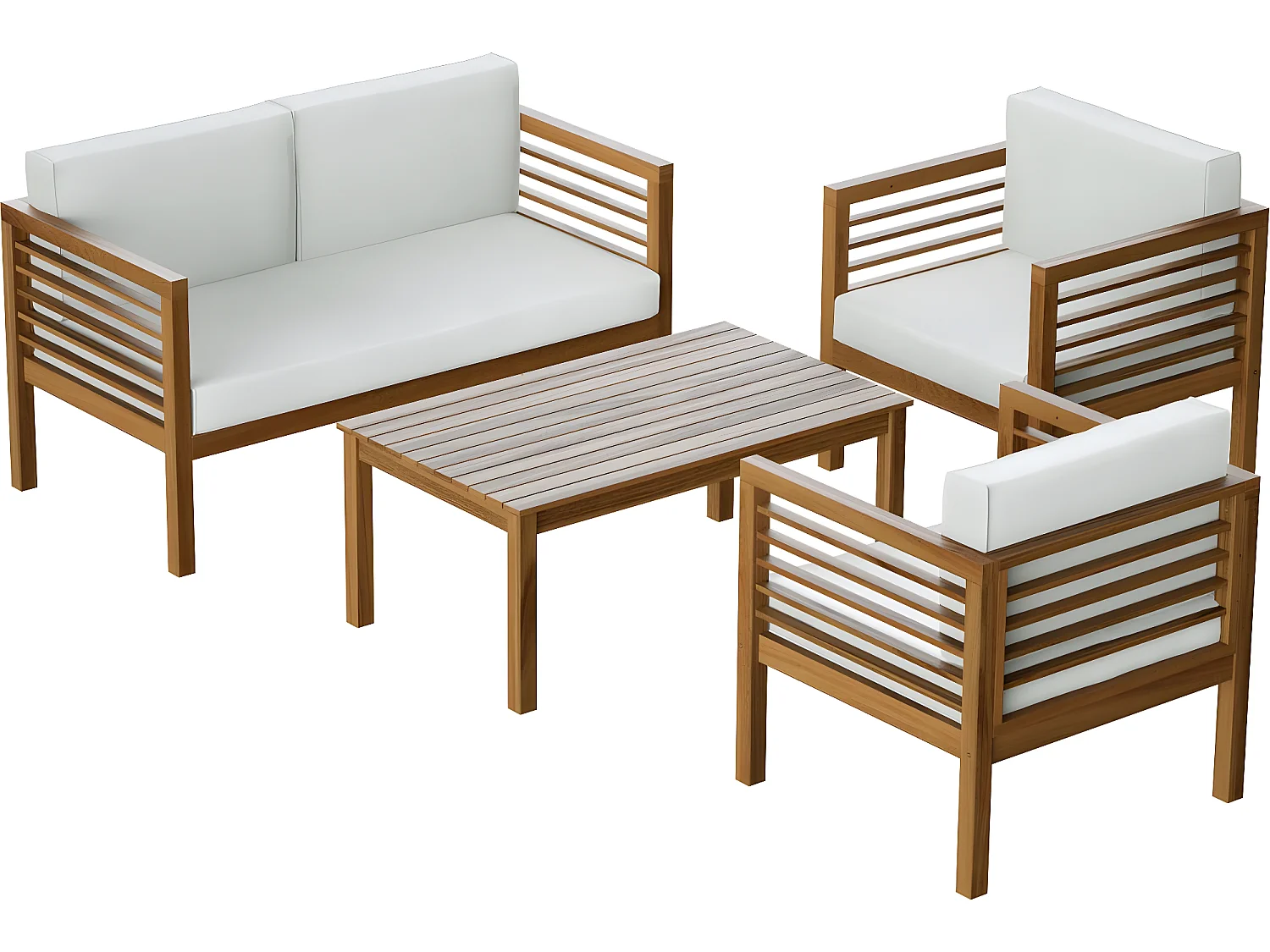 Salon de jardin 4 places en bois massif - Ilios