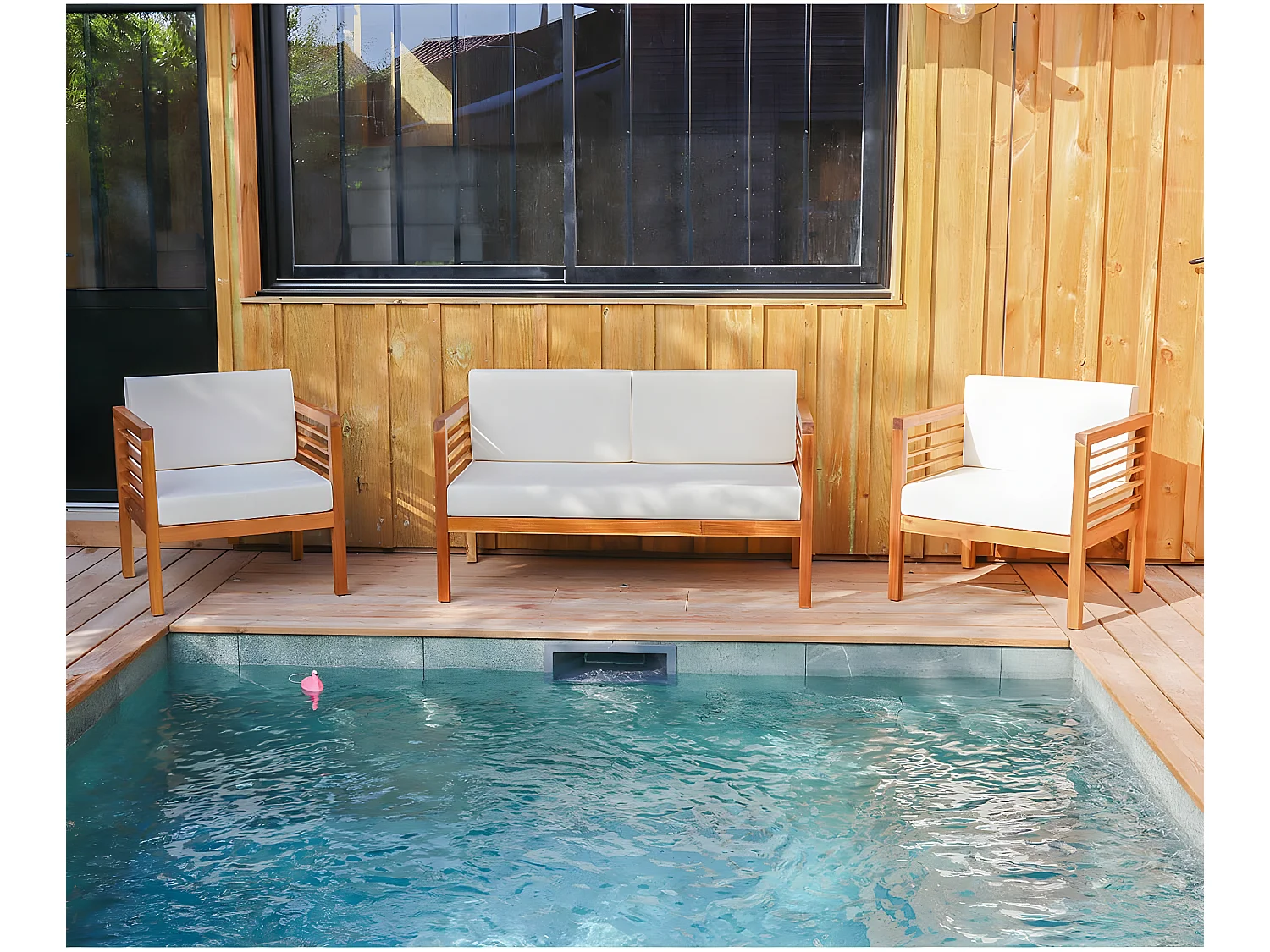 Salon de jardin 4 places en bois massif - Ilios