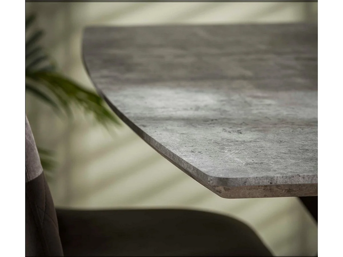 DELTA - Table repas aspect béton avec pieds en acier noir