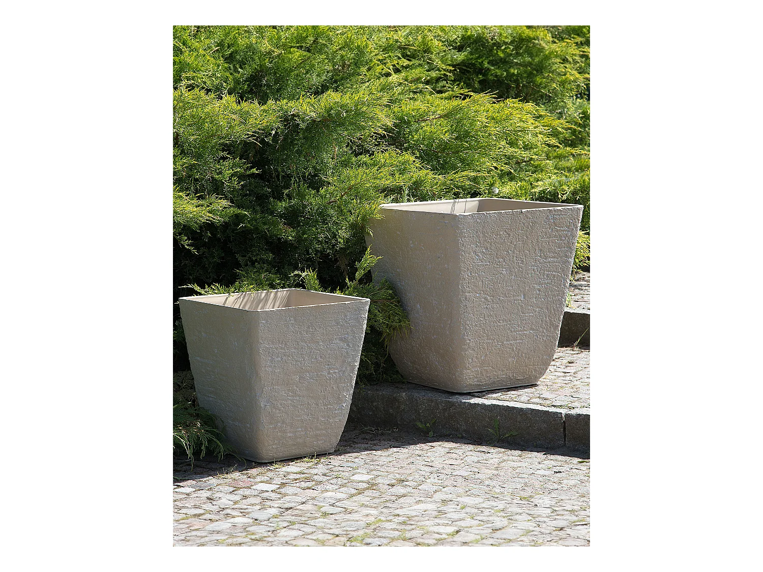 Lot de 2 pots de fleurs DELOS Pierre 39 cm Beige