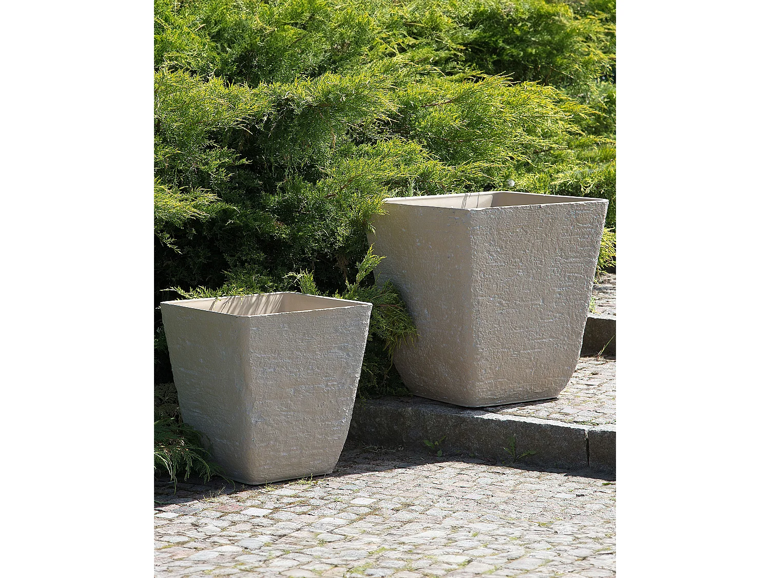 Set van 2 bloempotten DELOS Steen 49 cm Beige