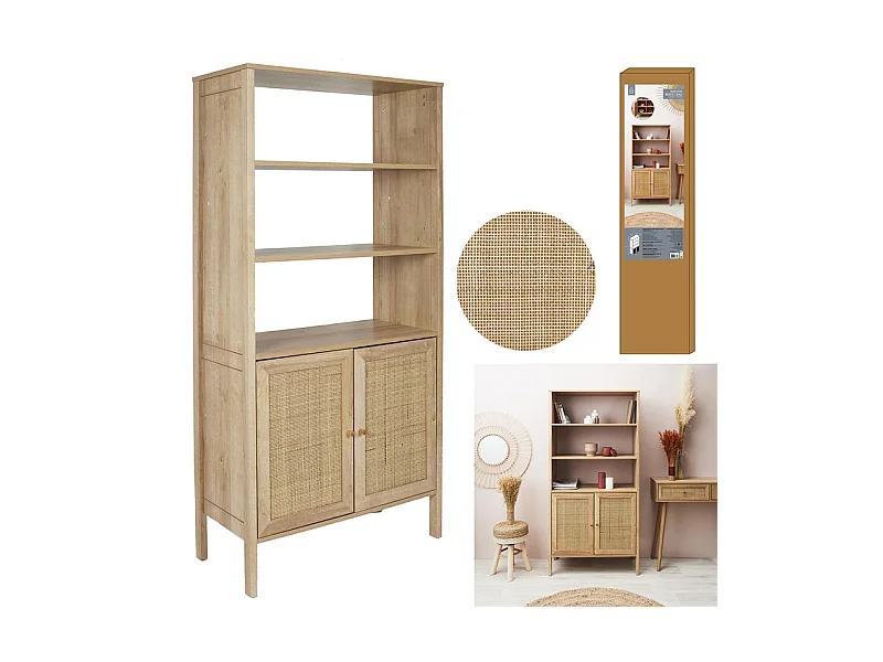 Buffet 2 Portes en Bois "Bali" 163cm Naturel