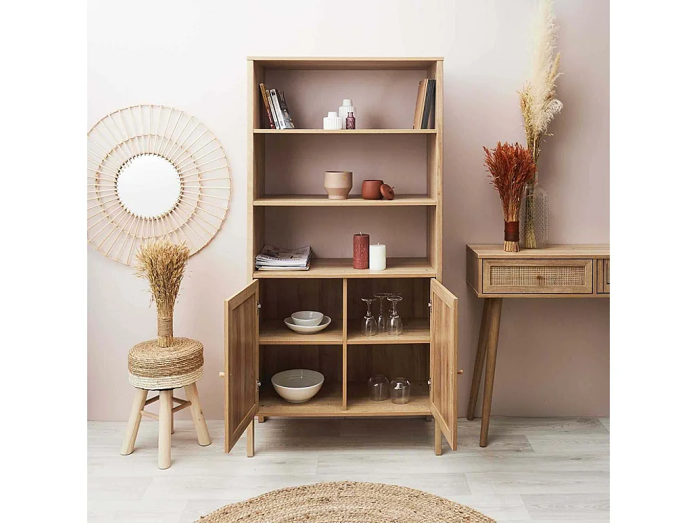 Buffet 2 Portes en Bois "Bali" 163cm Naturel