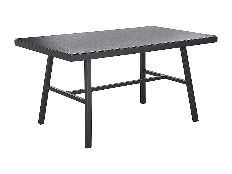 Gartentisch mit Glasplatte schwarz Steinoptik rechteckig 150x90 Modern Canetto