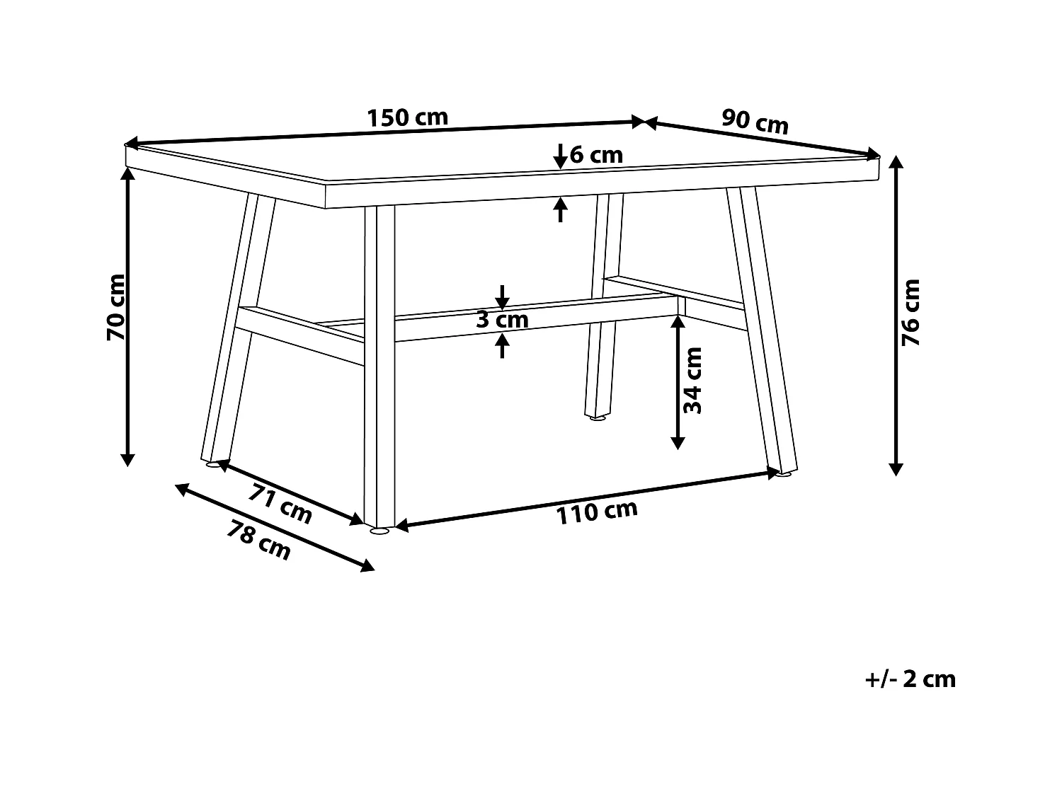 Stół ogrodowy CANETTO 150 cm 90 cm Szkło Czarny