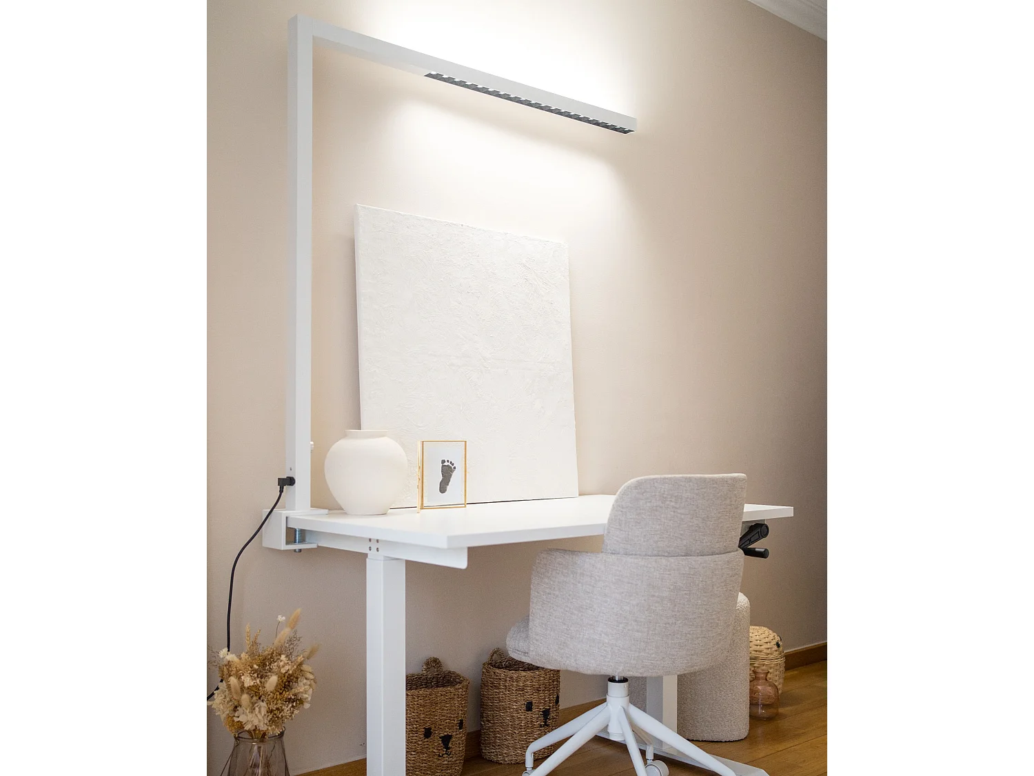 LED vastklembare bureaulamp VOLANS Met dimmer Metaal Wit