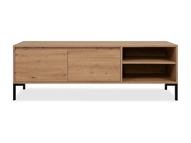 Industrieller TV-Schrank Korsika 56A - Handwerks-Eiche - 150 x 49 x 40 cm mit 2 Türen, 2 Nischen und Metallfüßen