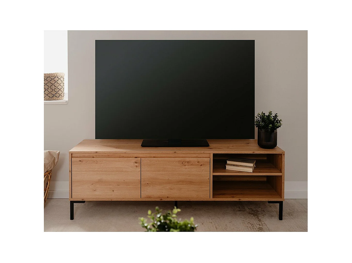 Mueble de TV con 2 abatibles y 2 nichos de 150 cm - Plock