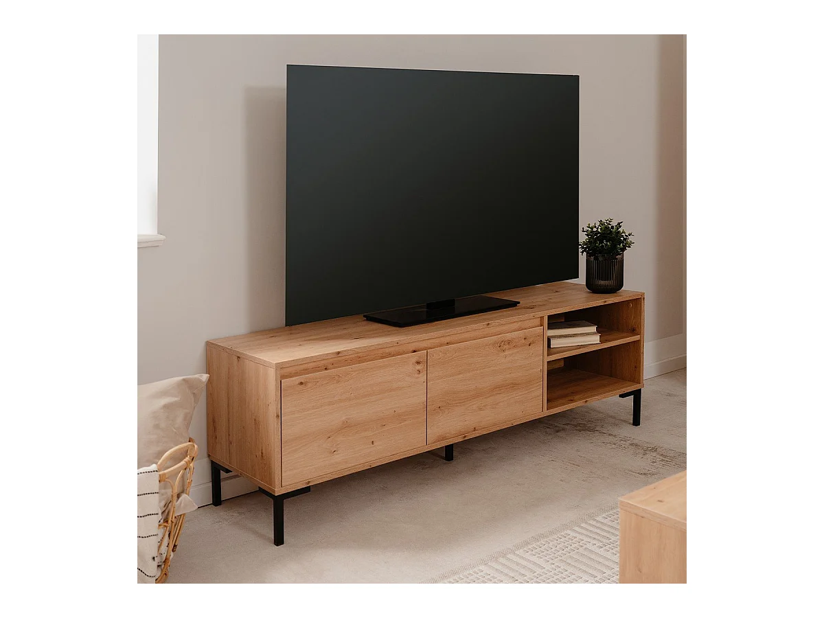 Mueble de TV con 2 abatibles y 2 nichos de 150 cm - Plock