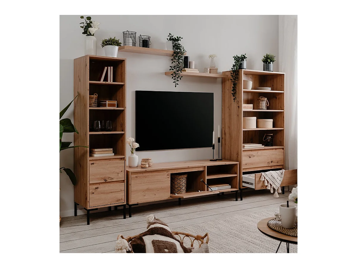Mueble de TV con 2 abatibles y 2 nichos de 150 cm - Plock