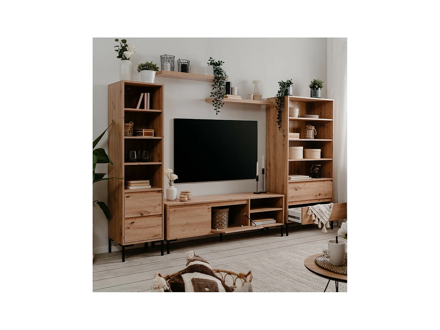 Mueble de TV con 2 abatibles y 2 nichos de 150 cm - Plock