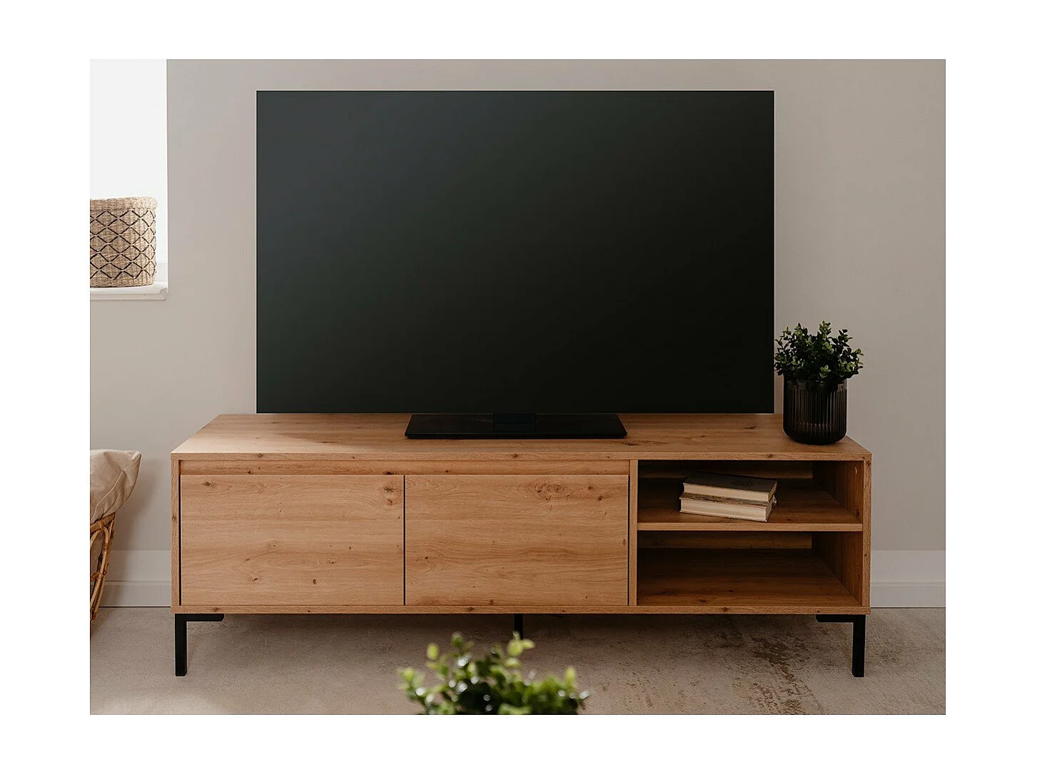 Meuble TV 2 Abattants 2 Niches L150 cm - PLOCK