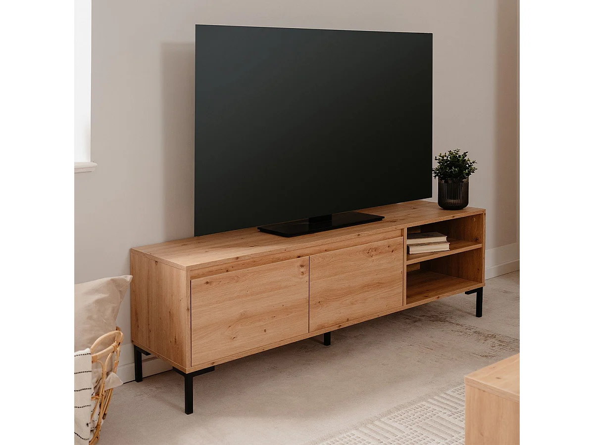 Meuble TV 2 Abattants 2 Niches L150 cm - PLOCK
