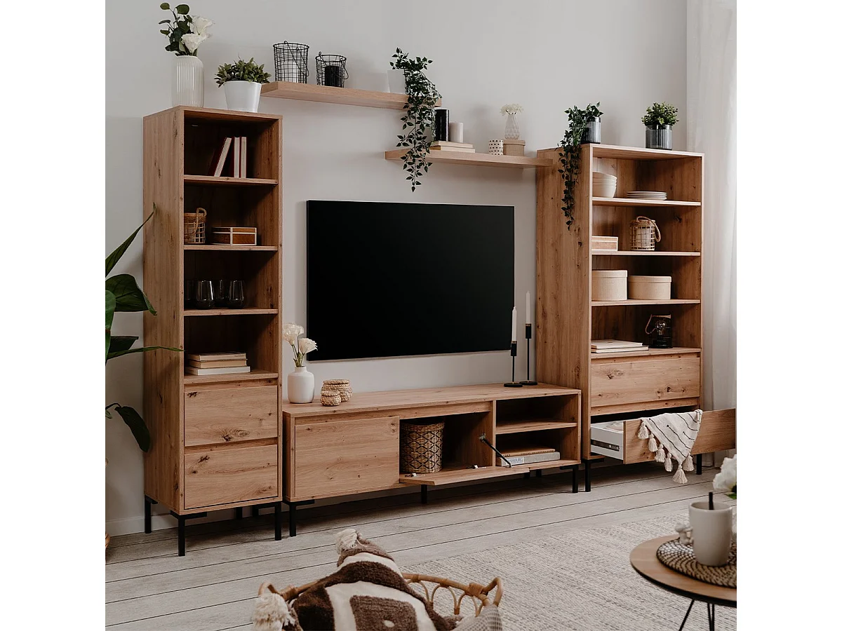 Meuble TV 2 Abattants 2 Niches L150 cm - PLOCK