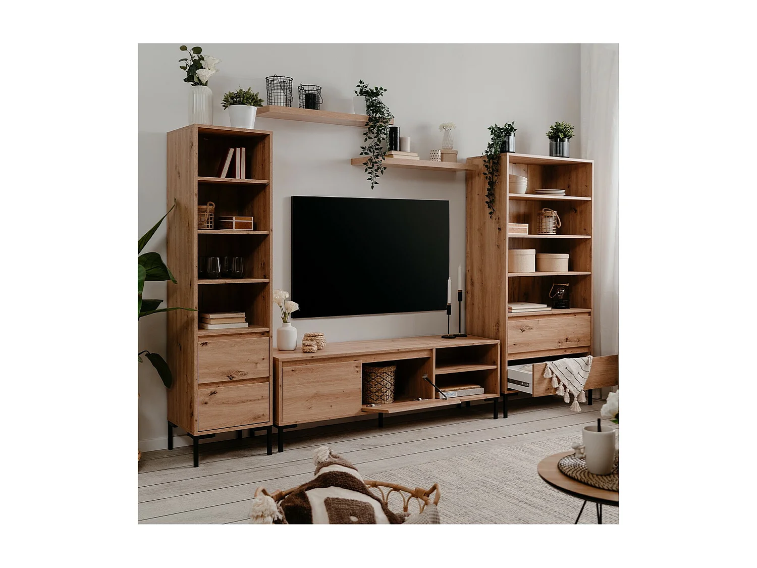 Meuble TV 2 Abattants 2 Niches L150 cm - PLOCK