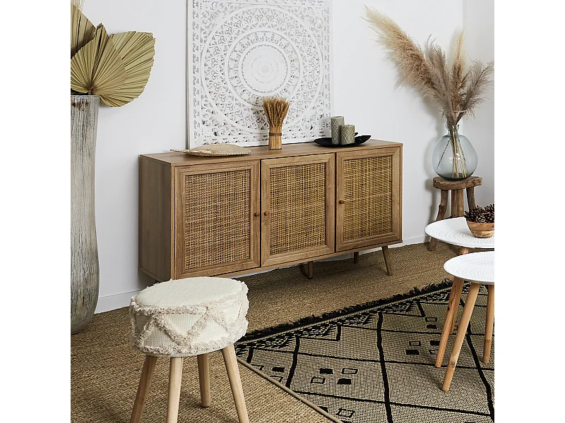 Buffet 3 Deuren Bali Bruin Vintage en Tropische Stijl