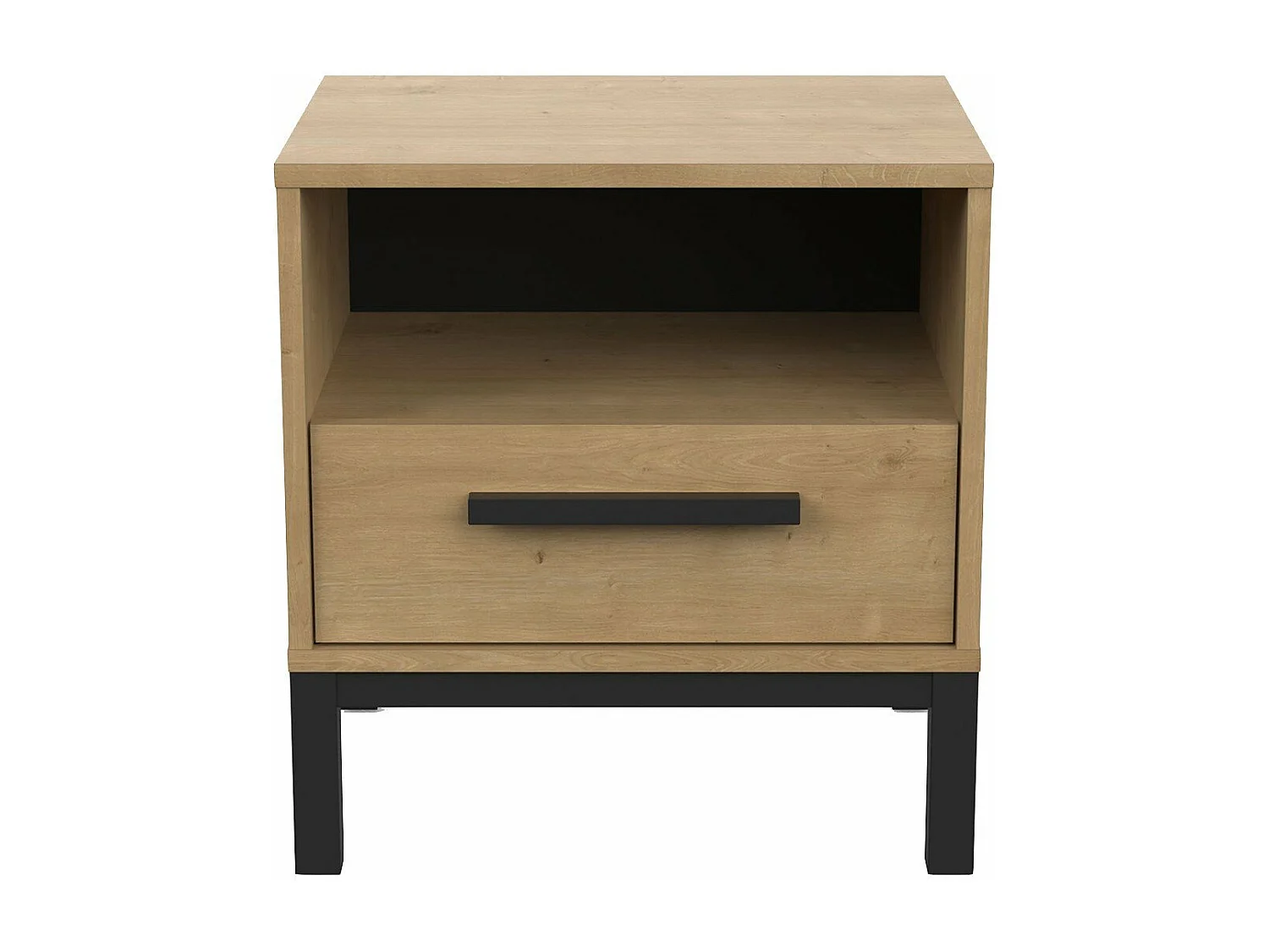 Chevet 1 tiroir et 1 niche décor chêne et noir mat L44,6 cm - CRAFT