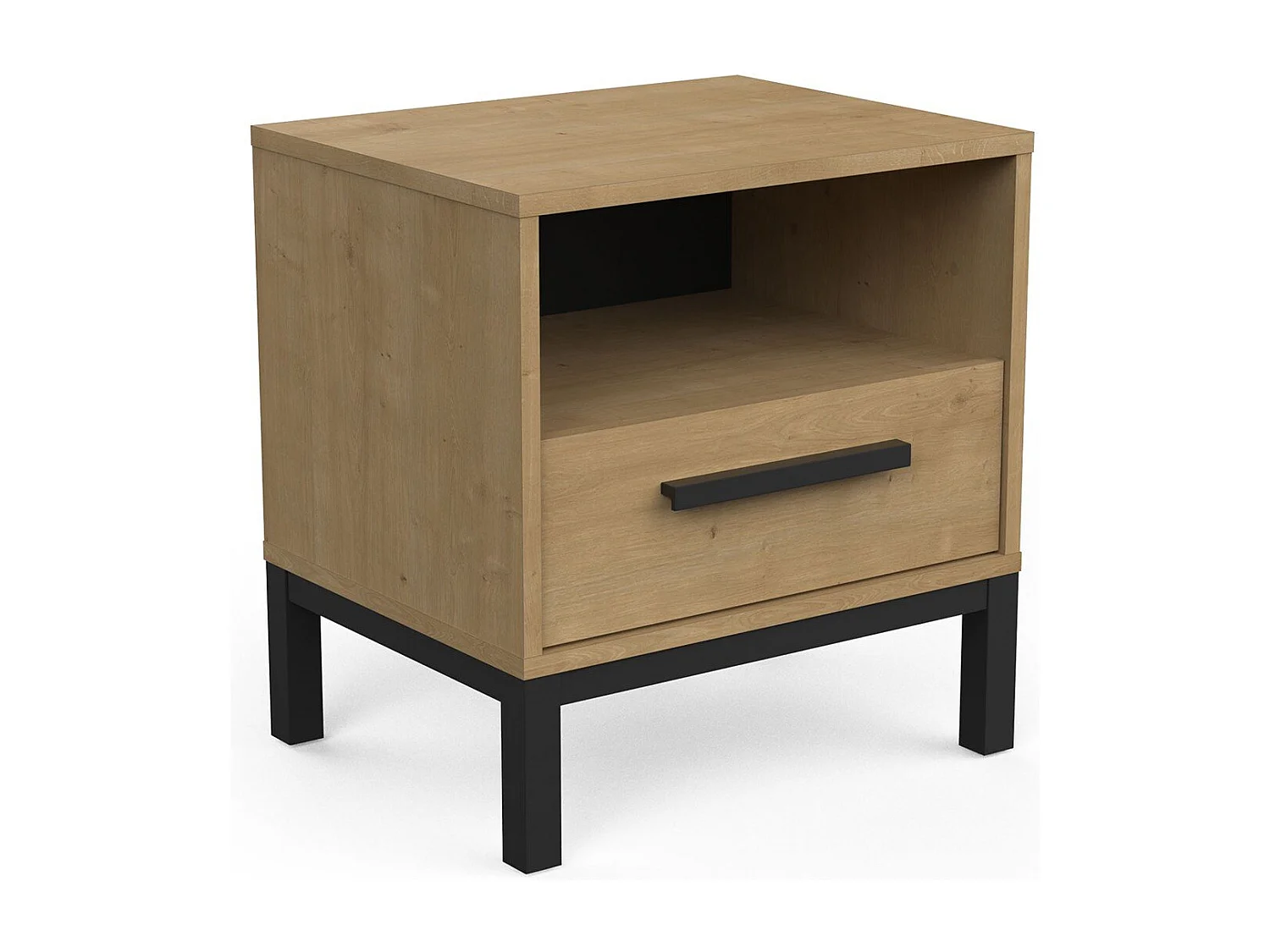 Chevet 1 tiroir et 1 niche décor chêne et noir mat L44,6 cm - CRAFT