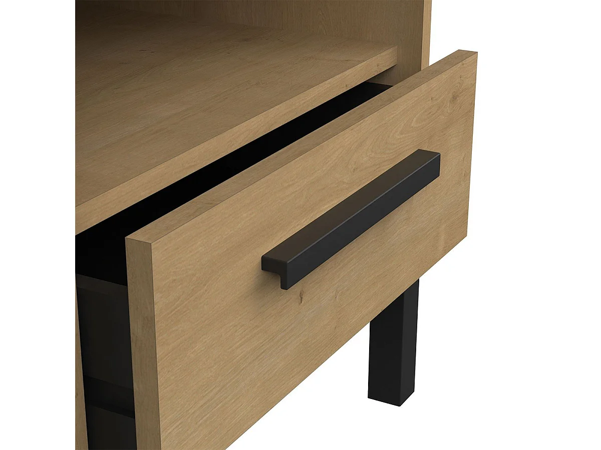 Chevet 1 tiroir et 1 niche décor chêne et noir mat L44,6 cm - CRAFT