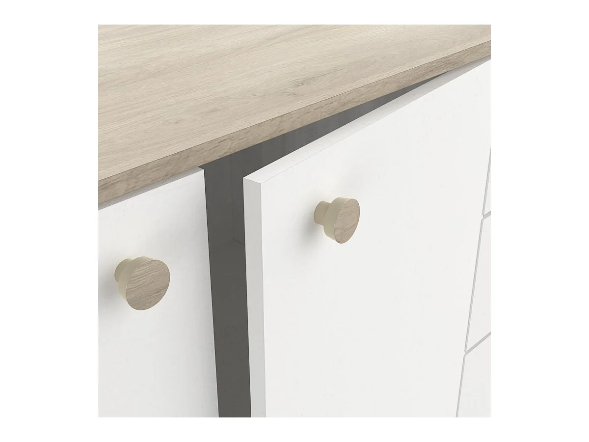 Buffet 3 portes et 2 tiroirs décor chêne kronberg et blanc - L119,6 cm