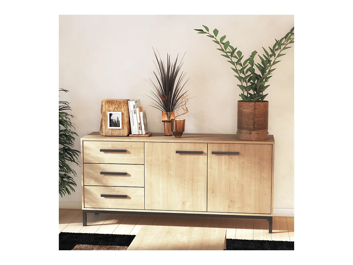 Buffet Craft 2 deuren 3 laden eikenhouten decor - L153 cm