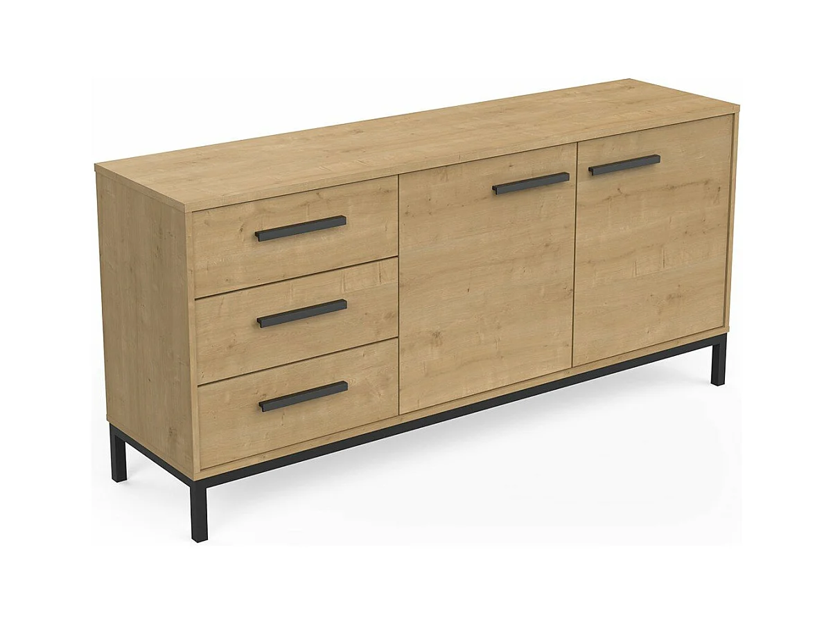 Buffet Craft 2 deuren 3 laden eikenhouten decor - L153 cm