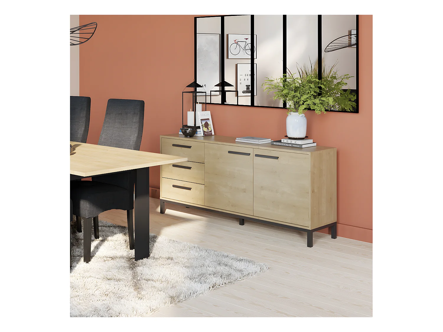 Buffet Craft 2 deuren 3 laden eikenhouten decor - L153 cm