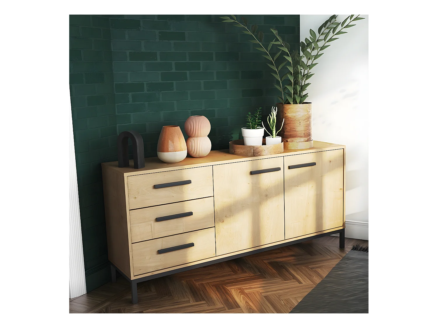 Buffet Craft 2 deuren 3 laden eikenhouten decor - L153 cm