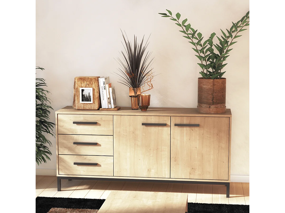 Buffet Craft 2 deuren 3 laden eikenhouten decor - L153 cm