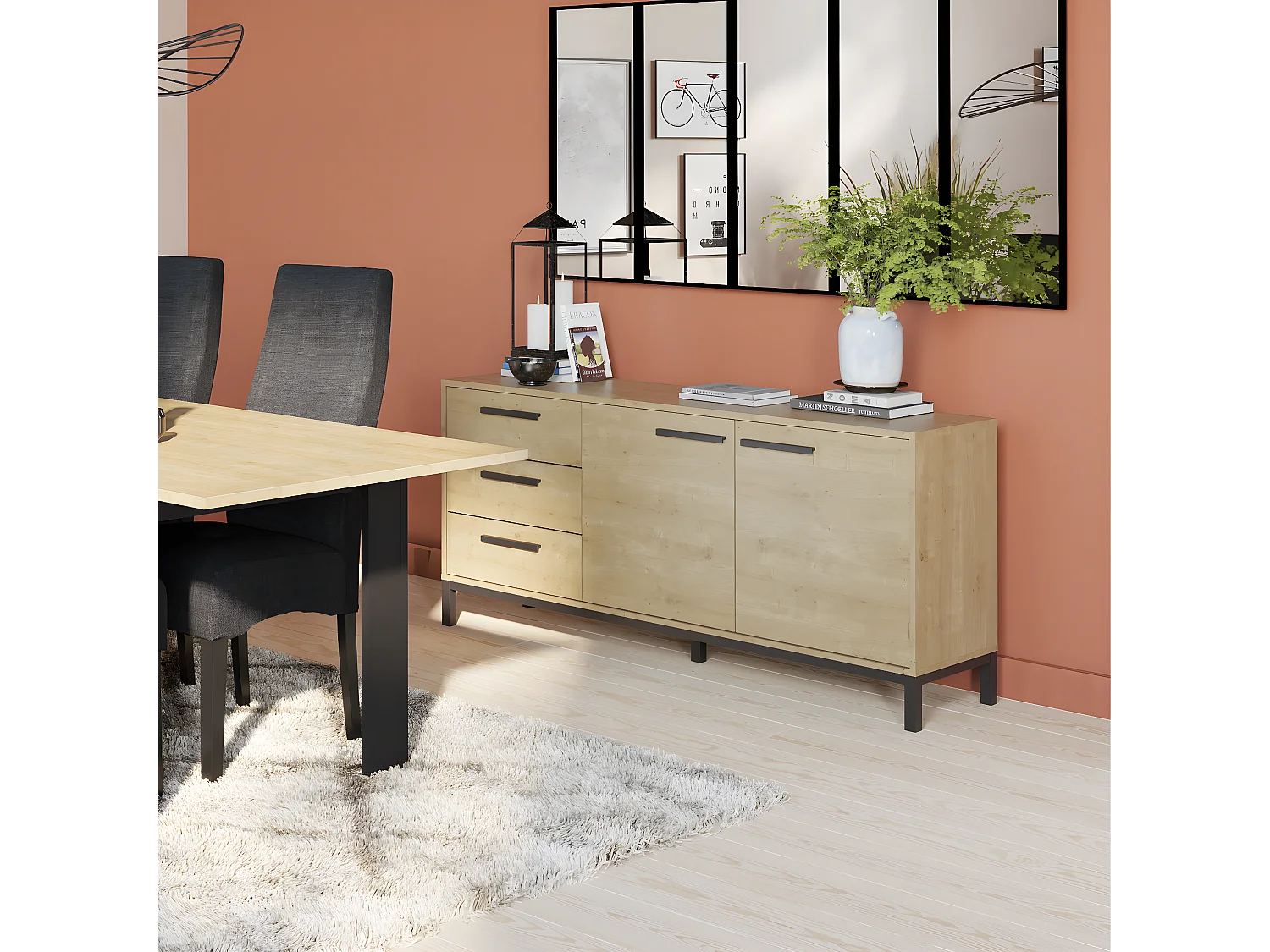 Buffet Craft 2 deuren 3 laden eikenhouten decor - L153 cm