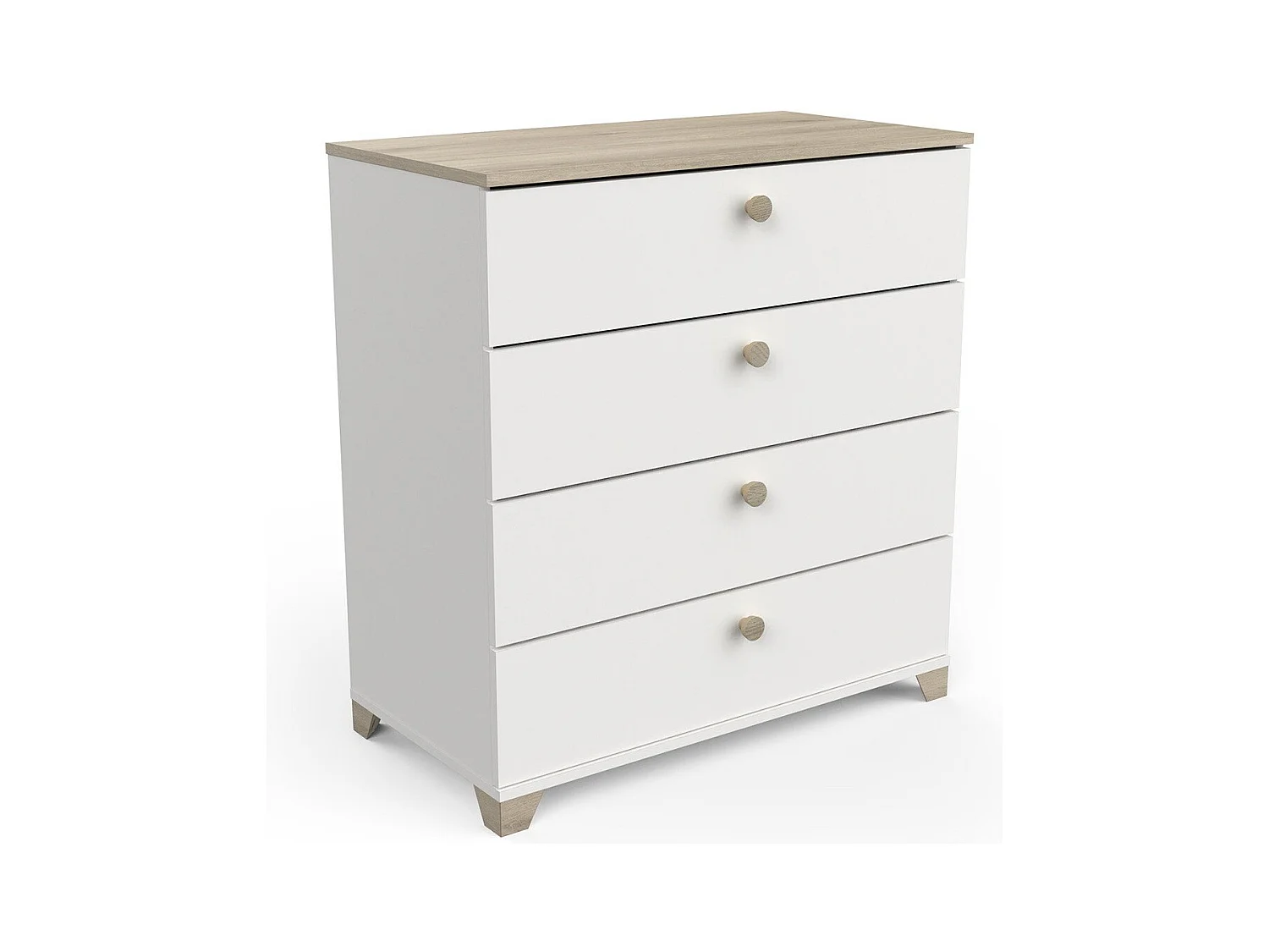 Comò 4 cassetti decoro quercia kronberg e bianco - L79,7 cm