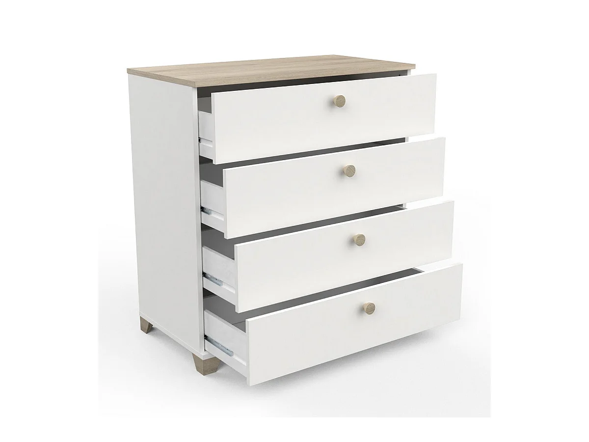 Comò 4 cassetti decoro quercia kronberg e bianco - L79,7 cm