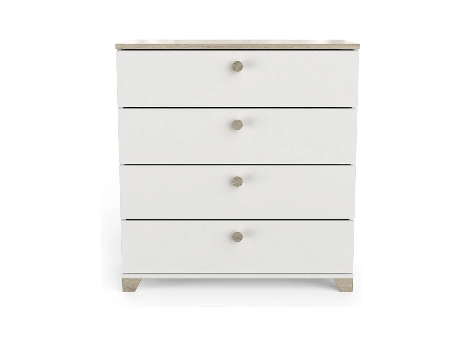 Commodes 4 tiroirs décor chêne kronberg et blanc - L79,7 cm