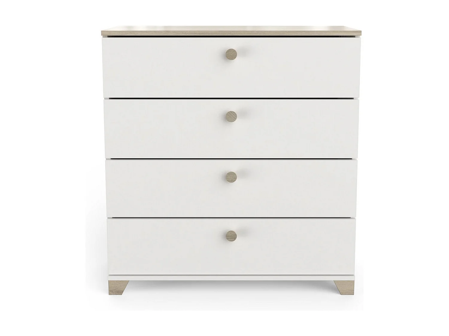 Kommode mit 4 Schubladen, Dekor Eiche Kronberg und Weiß - L79,7 cm