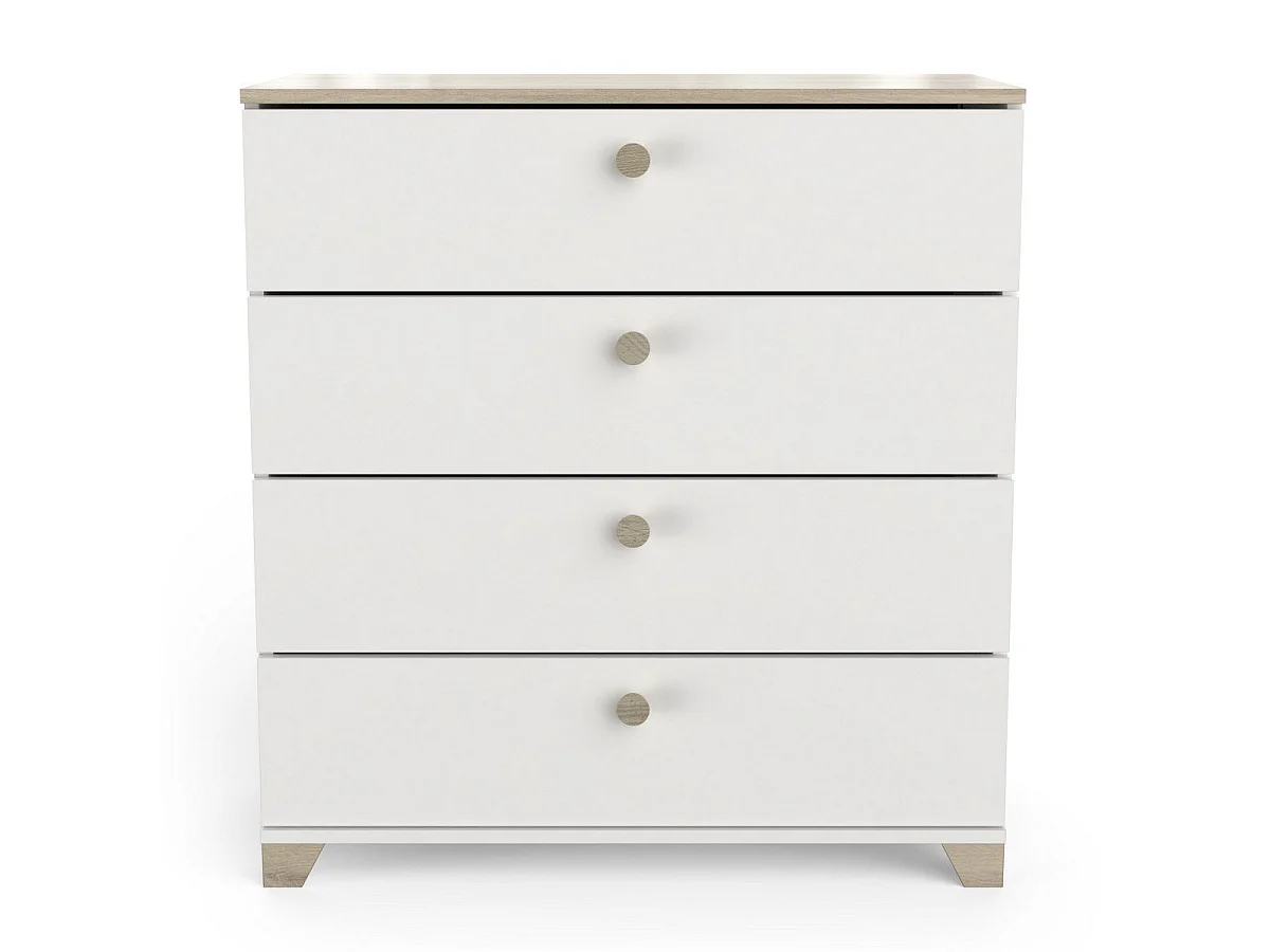 Cómoda de 4 cajones decorada en roble Kronberg y blanco - L79,7 cm