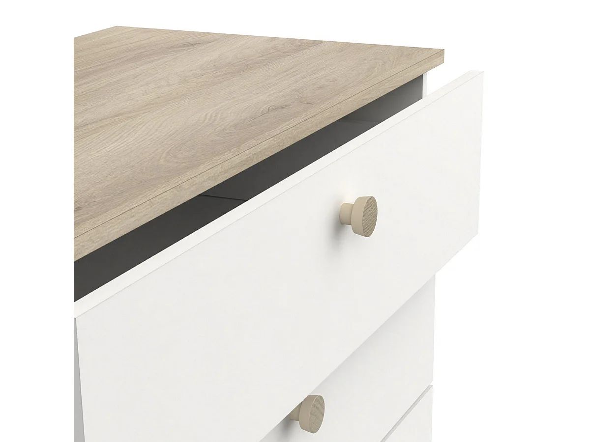 Cómoda de 4 cajones decorada en roble Kronberg y blanco - L79,7 cm