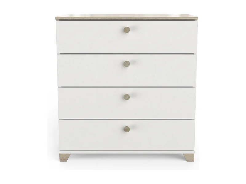 Ladenkasten 4 laden eiken kronberg en wit decor - L79,7 cm