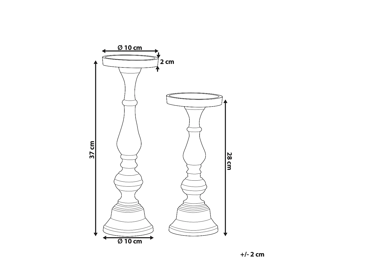 Lot de 2 bougeoirs CUBA Métal 37/28 cm Doré