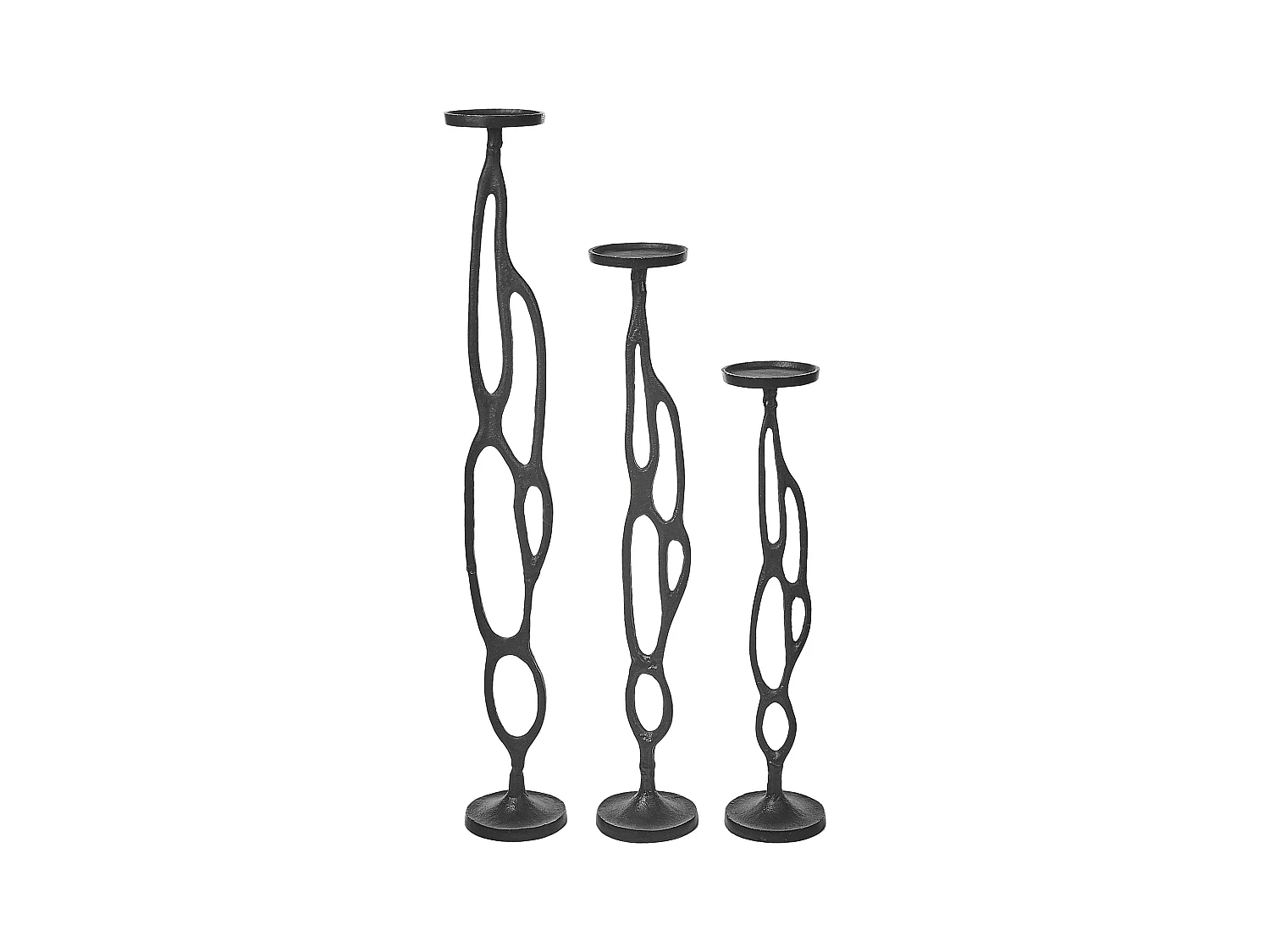 Lot de 3 bougeoirs BUNI Métal 54/68/84 cm Noir