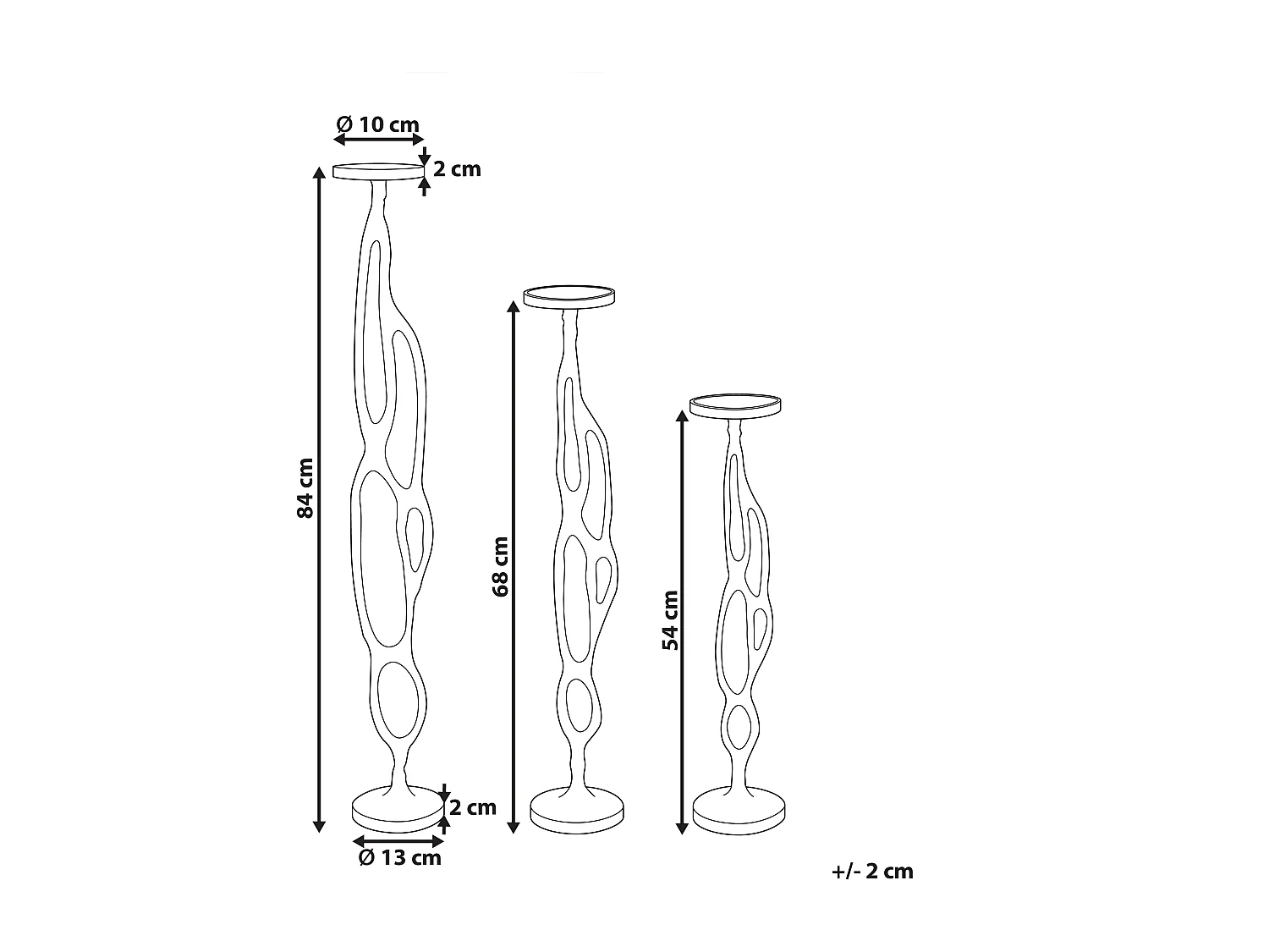 Zestaw 3 świeczników BUNI Metal 54/68/84 cm Czarny