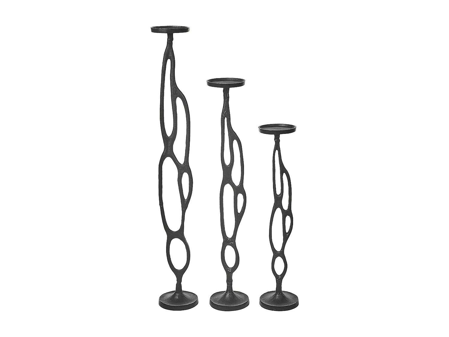 Lot de 3 bougeoirs BUNI Métal 54/68/84 cm Noir