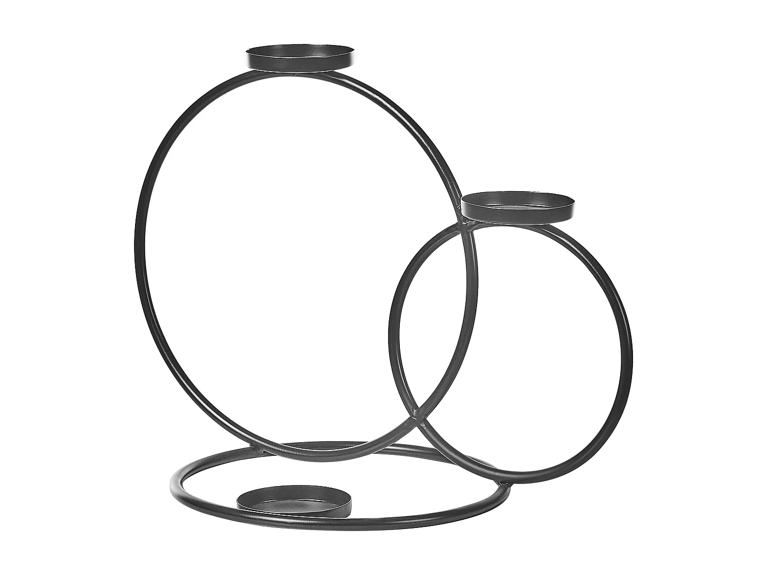 Kerzenständer Metall schwarz schlicht 3-flammig Kreisform Ringform Modern Cakung