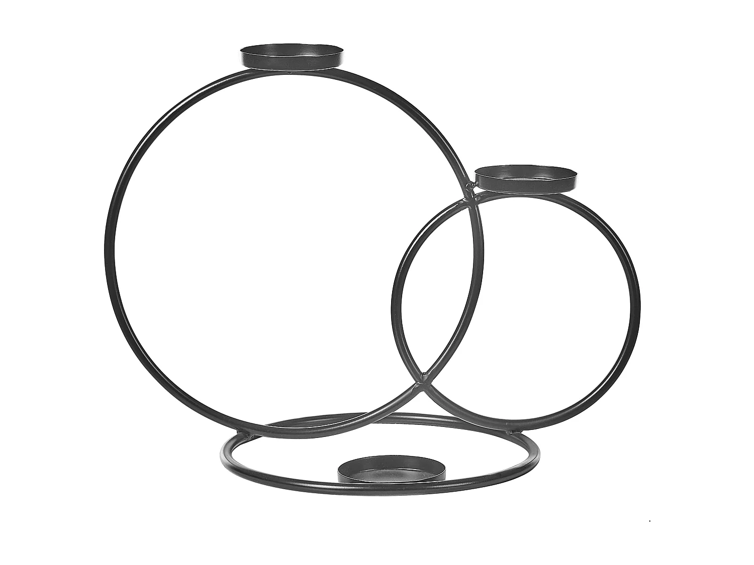Kerzenständer Metall schwarz schlicht 3-flammig Kreisform Ringform Modern Cakung
