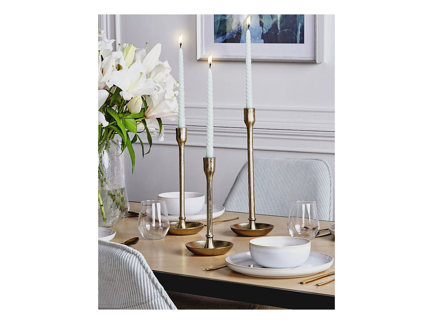 Set van 3 kaarshouders LIWUNG Metaal 27/33/38 cm Goud