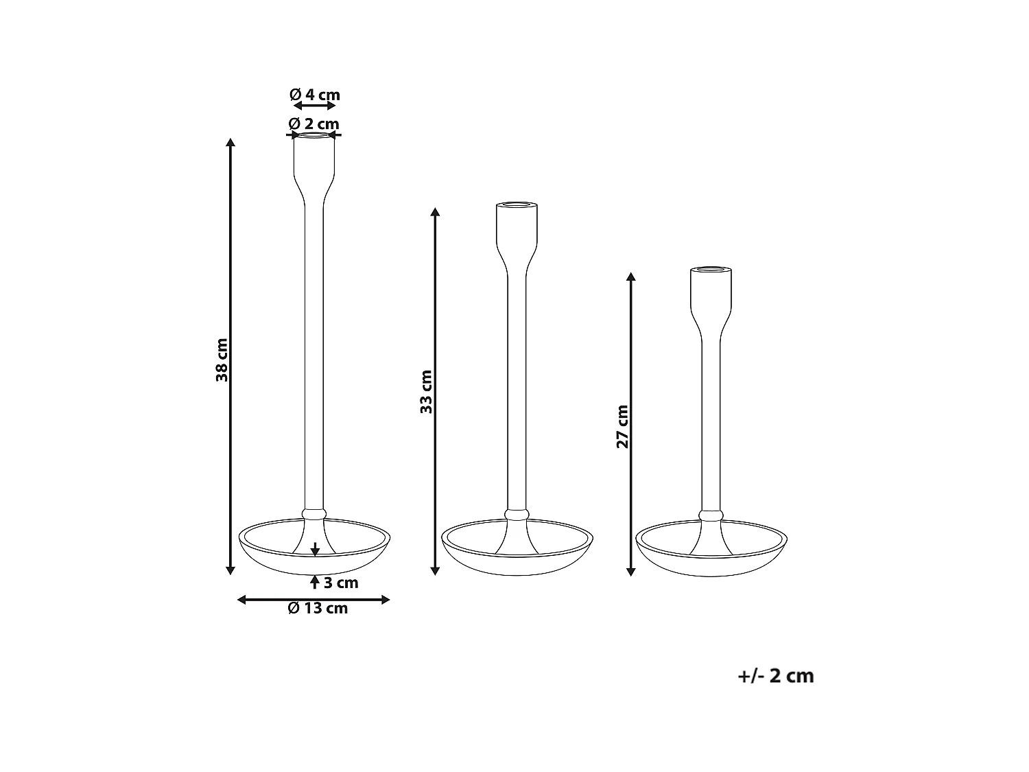 Set van 3 kaarshouders LIWUNG Metaal 27/33/38 cm Goud