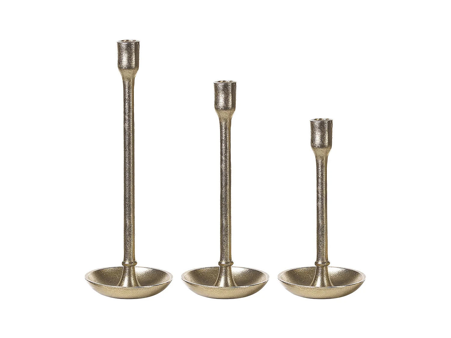 Lot de 3 bougeoirs LIWUNG Métal 27/33/38 cm Doré