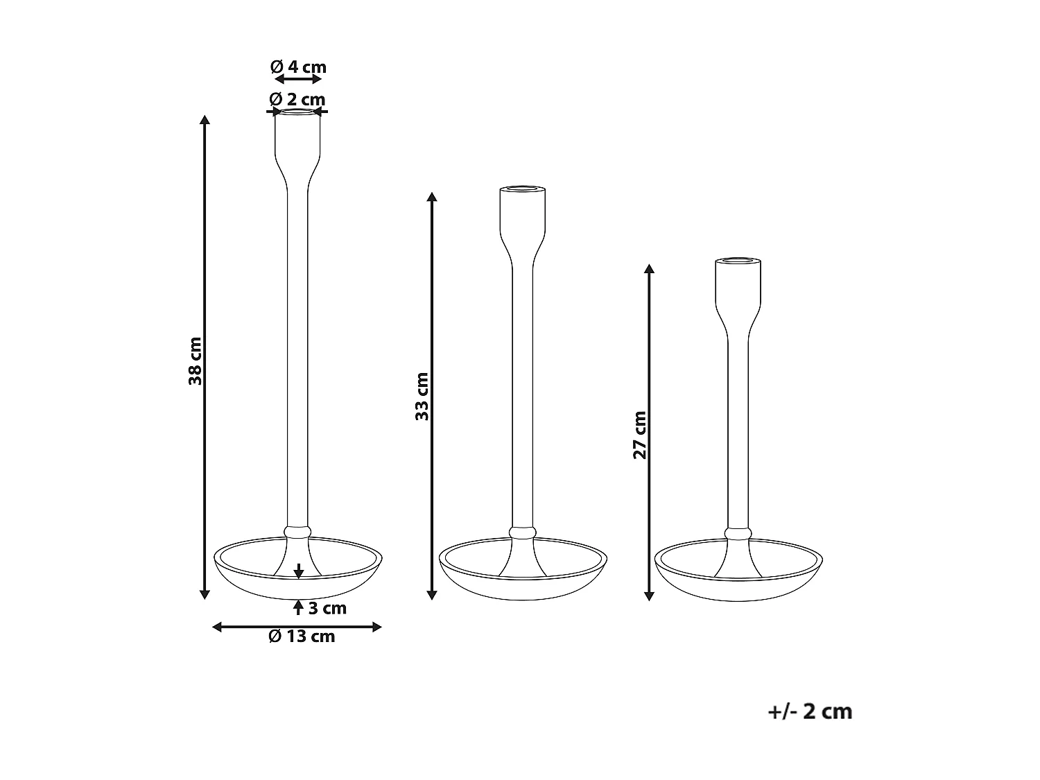 Set van 3 kaarshouders LIWUNG Metaal 27/33/38 cm Goud